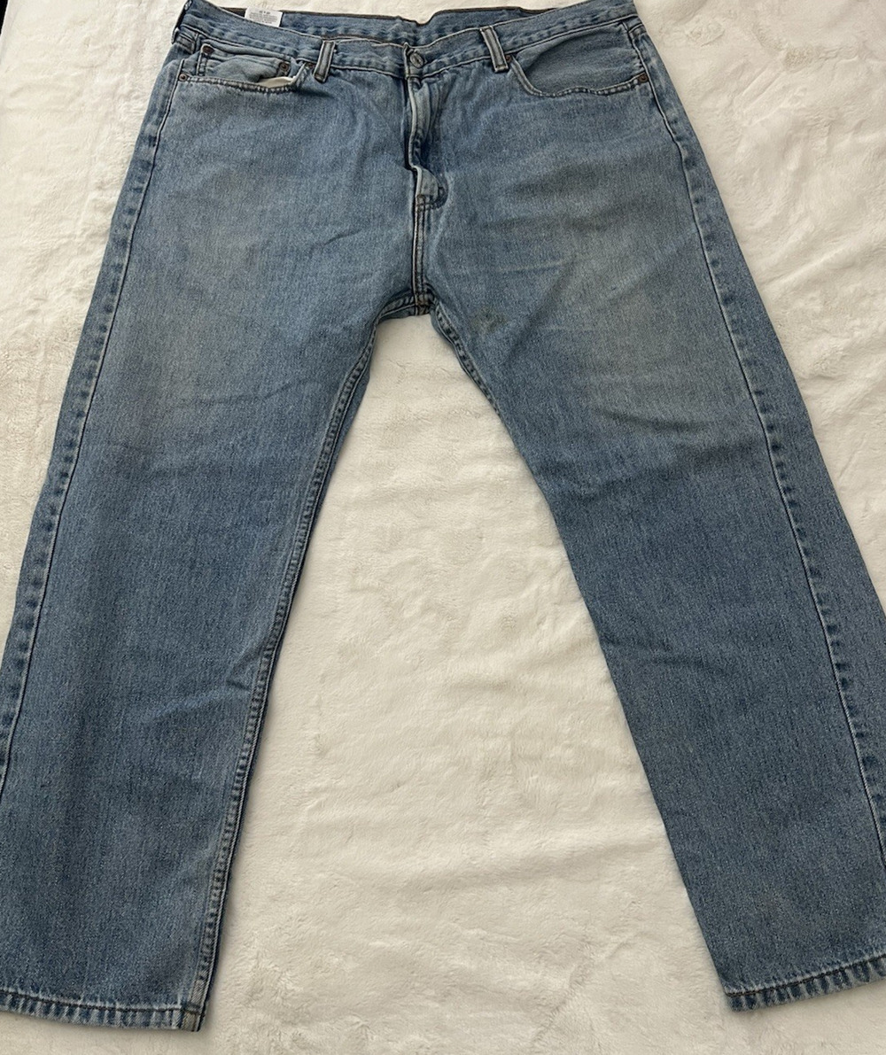 Levis 505 Straight Fit Jeans Mens 40x30 Light Wash Denim Classic Casual